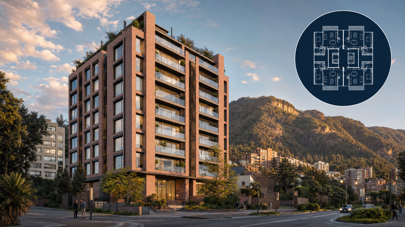 Visualización conceptual de un edificio residencial contemporáneo